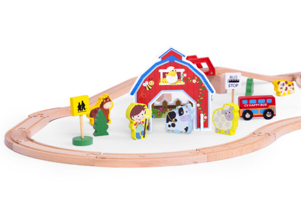 Tretogsett batteridrevet togsett bondegård 53 deler ECOTOYS - Bilde 4