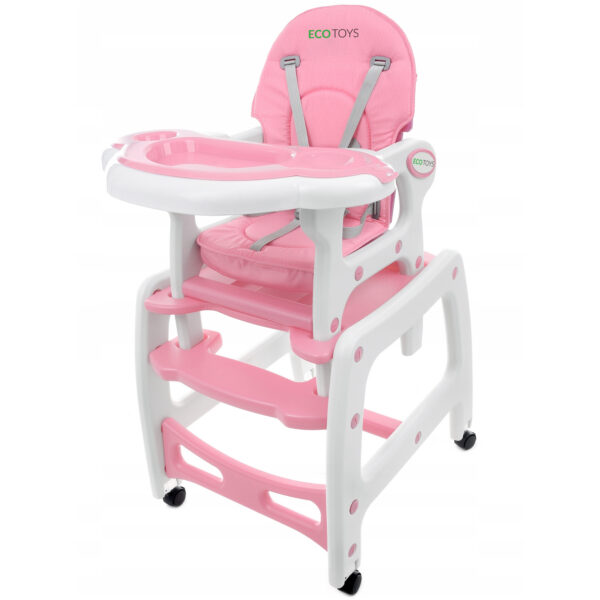 Babystol barnestol til mating 3i1 gyngestol stol med bord ECOTOYS Rosa