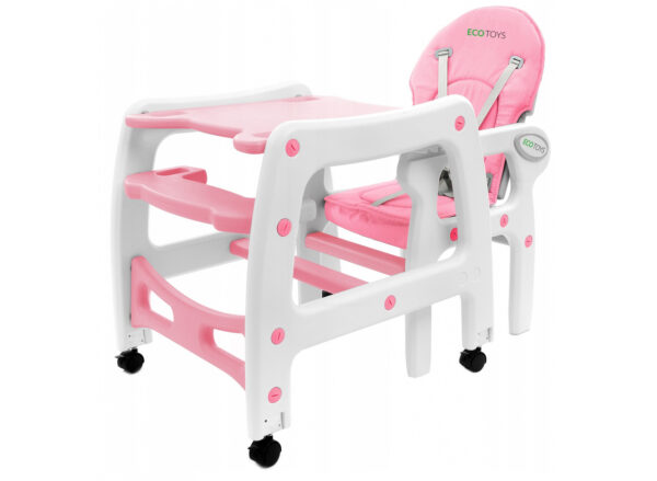 Babystol barnestol til mating 3i1 gyngestol stol med bord ECOTOYS Rosa - Bilde 2