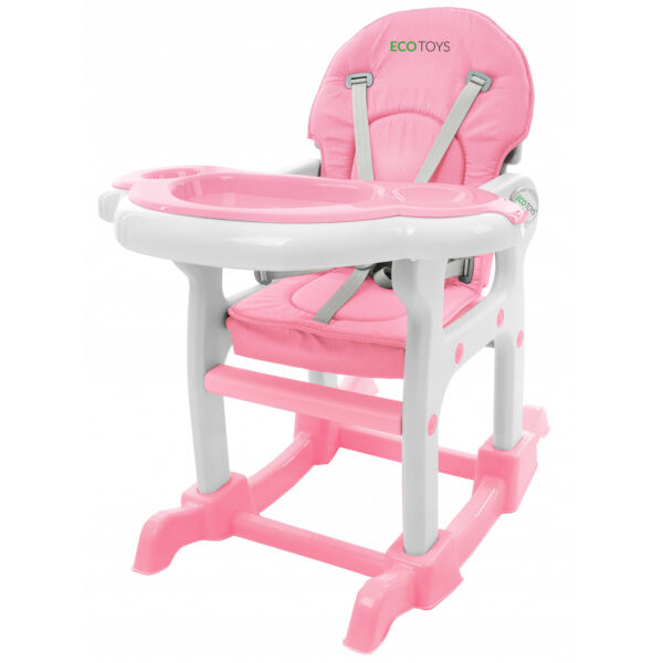 Babystol barnestol til mating 3i1 gyngestol stol med bord ECOTOYS Rosa - Bilde 3