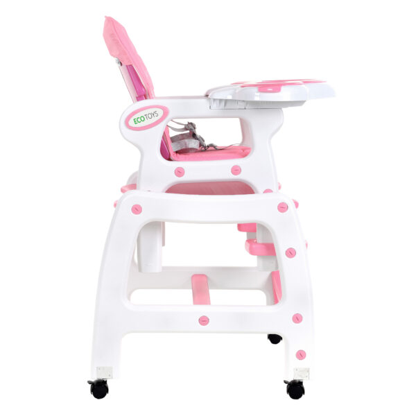 Babystol barnestol til mating 3i1 gyngestol stol med bord ECOTOYS Rosa - Bilde 4