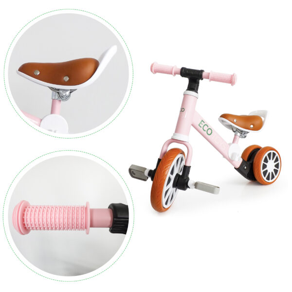 Trehjulssykkel løpesykkel med pedaler 2i1 ECOTOYS Rosa - Bilde 8