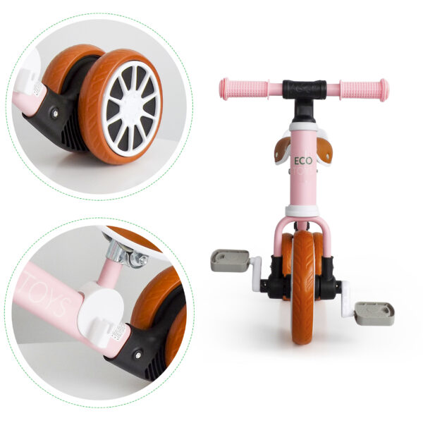 Trehjulssykkel løpesykkel med pedaler 2i1 ECOTOYS Rosa - Bilde 9