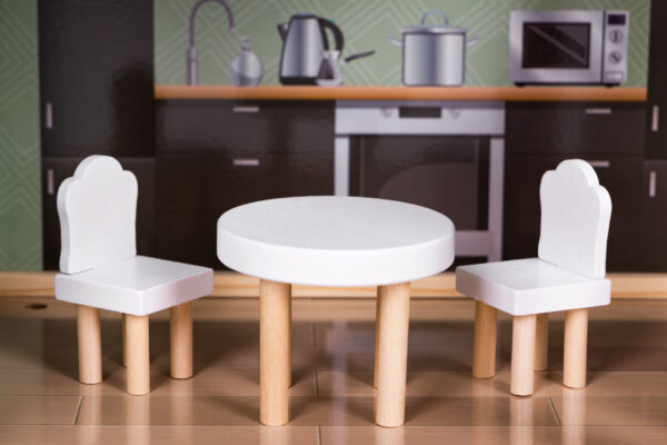 Trehus dukkehus 3 etasjer med terrasse og 15 mobler ECOTOYS - Bilde 7