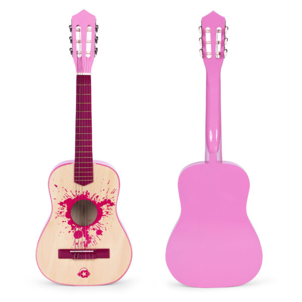 Gitar for barn stor 30 tre 6 strenger metall og nylon ECOTOYS Rosa