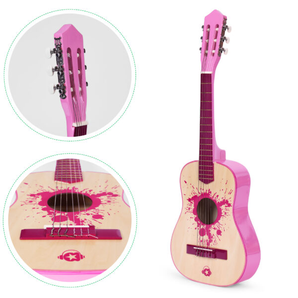 Gitar for barn stor 30 tre 6 strenger metall og nylon ECOTOYS Rosa - Bilde 7