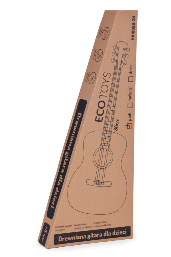 Gitar for barn rosa stor 34 tommer i tre 6 strenger metall og nylon ECOTOYS Rosa - Bilde 8
