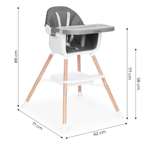 Spisestol 2-i-1 ECOTOYS Grå - Bilde 7