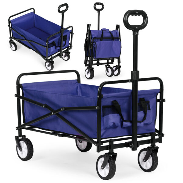 Sammenleggbar stor transportvogn hagevogn strandvogn 48x90 cm MultiGarden Blå