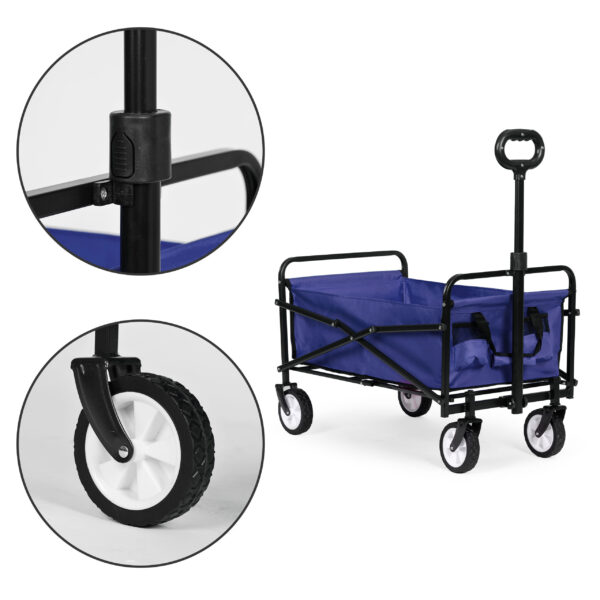 Sammenleggbar stor transportvogn hagevogn strandvogn 48x90 cm MultiGarden Blå - Bilde 4