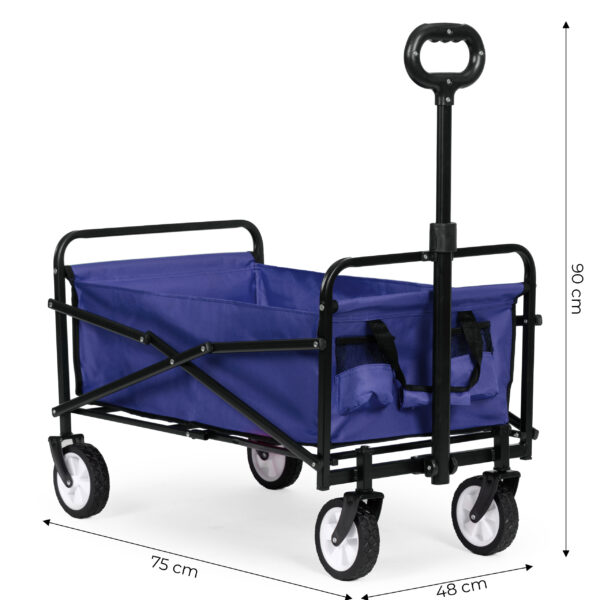 Sammenleggbar stor transportvogn hagevogn strandvogn 48x90 cm MultiGarden Blå - Bilde 7