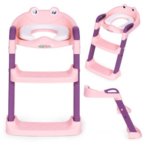 Barnetoalettsete med trappestige ECOTOYS Rosa