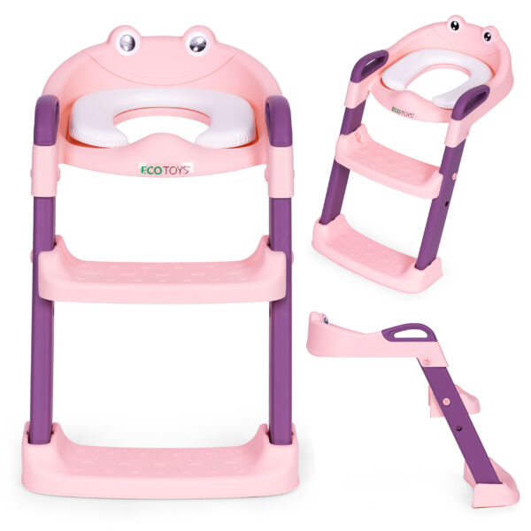 Barnetoalettsete med trappestige ECOTOYS Rosa