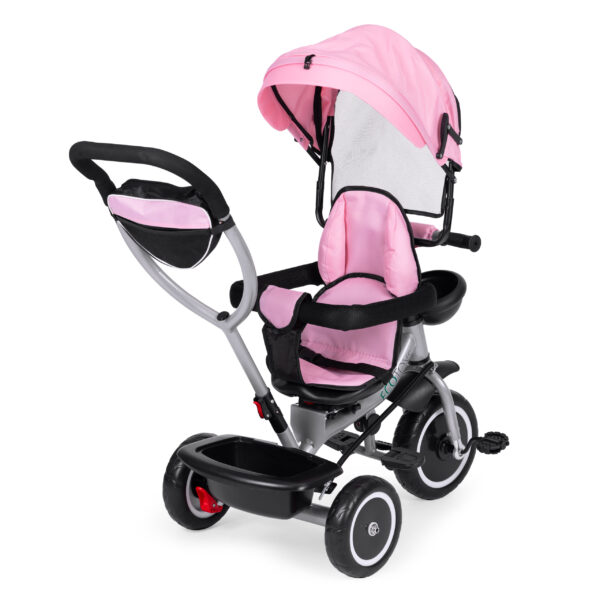 Trehjulssykkel barnevogn 2i1 roterbart sete sammenleggbar kalesje ECOTOYS Rosa - Bilde 3