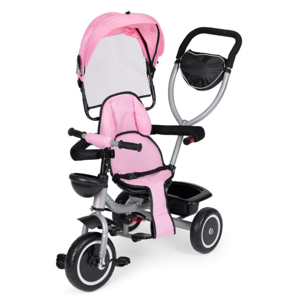 Trehjulssykkel barnevogn 2i1 roterbart sete sammenleggbar kalesje ECOTOYS Rosa - Bilde 6