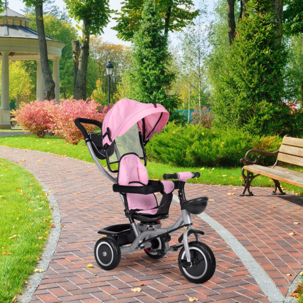 Trehjulssykkel barnevogn 2i1 roterbart sete sammenleggbar kalesje ECOTOYS Rosa - Bilde 8