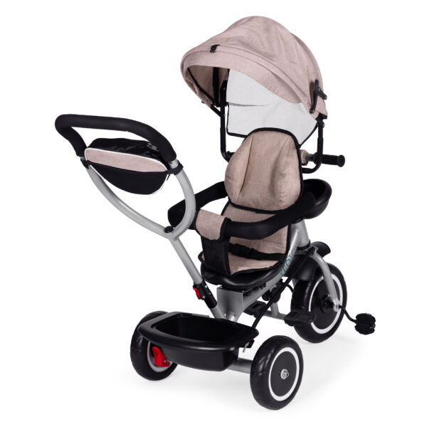 Trehjulssykkel barnevogn 2-i-1 roterbart sete sammenleggbar kalesje ECOTOYS Beige - Bilde 3