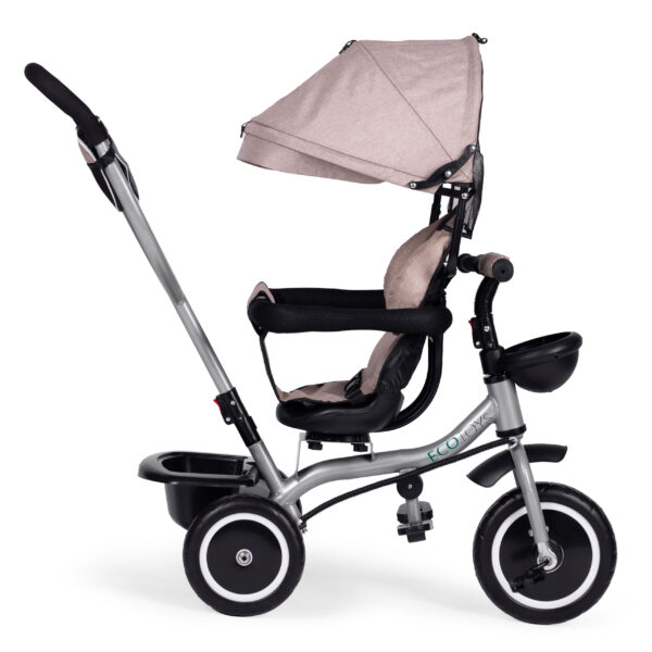 Trehjulssykkel barnevogn 2-i-1 roterbart sete sammenleggbar kalesje ECOTOYS Beige - Bilde 4