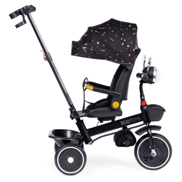 Trehjulssykkel for barn sportsvogn roterbart sete skyver ECOTOYS Svart - Bilde 4