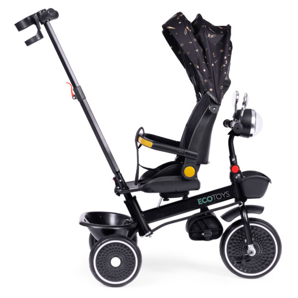Trehjulssykkel for barn sportsvogn roterbart sete skyver ECOTOYS Svart - Bilde 5