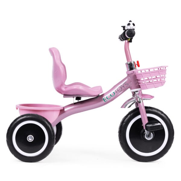 Trehjulssykkel sklisikre håndtak bjelle kurv ECOTOYS Rosa - Bilde 3