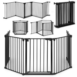 Lekegrind sikkerhetsbarriere for barn og dyr 5 paneler 60 cm metall ECOTOYS Svart