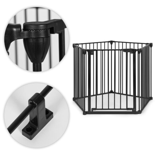 Lekegrind sikkerhetsbarriere for barn og dyr 5 paneler 60 cm metall ECOTOYS Svart - Bilde 7