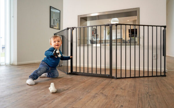 Lekegrind sikkerhetsbarriere for barn og dyr 5 paneler 60 cm metall ECOTOYS Svart - Bilde 9