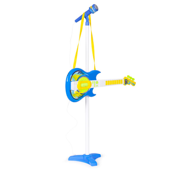 Elektrisk gitar sett mikrofon stativ for barn MP3 Blå - Bilde 4