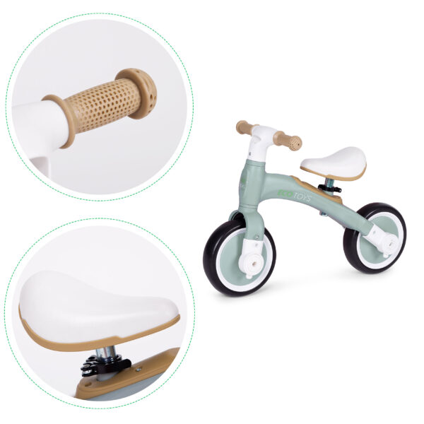 Løpesykkel med pedaler treningshjul sidehjul 3i1 ECOTOYS Grønn - Bilde 8
