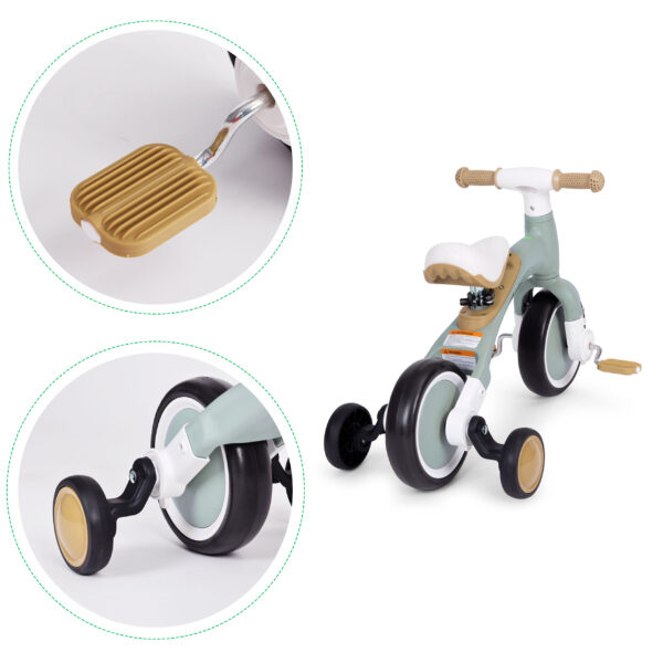 Løpesykkel med pedaler treningshjul sidehjul 3i1 ECOTOYS Grønn - Bilde 9