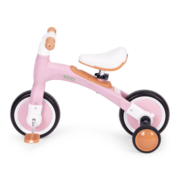 Løpesykkel med pedaler treningshjul sidehjul 3i1 ECOTOYS Rosa - Bilde 5