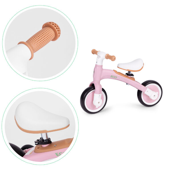 Løpesykkel med pedaler treningshjul sidehjul 3i1 ECOTOYS Rosa - Bilde 8