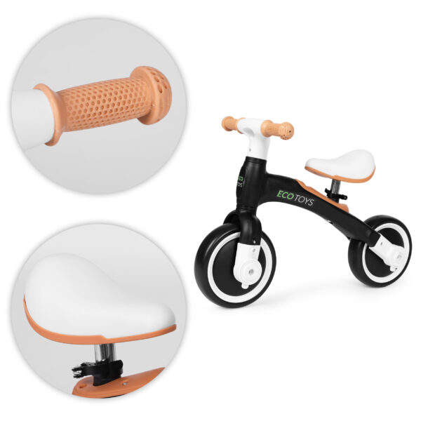 Løpesykkel med pedaler treningshjul sidehjul 3i1 ECOTOYS Svart - Bilde 7