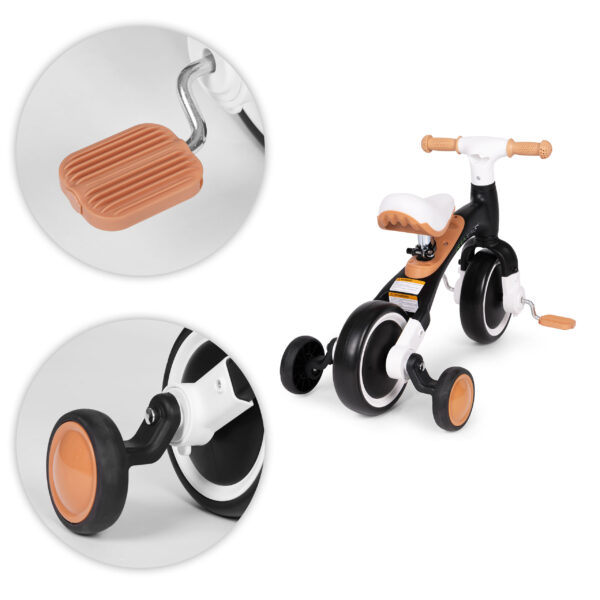 Løpesykkel med pedaler treningshjul sidehjul 3i1 ECOTOYS Svart - Bilde 8