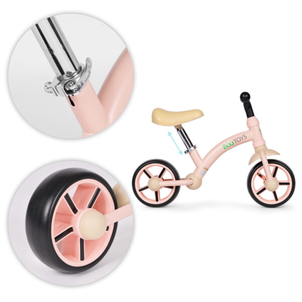 Balansesykkel for barn EVA-hjul justerbart sete ECOTOYS Rosa - Bilde 6