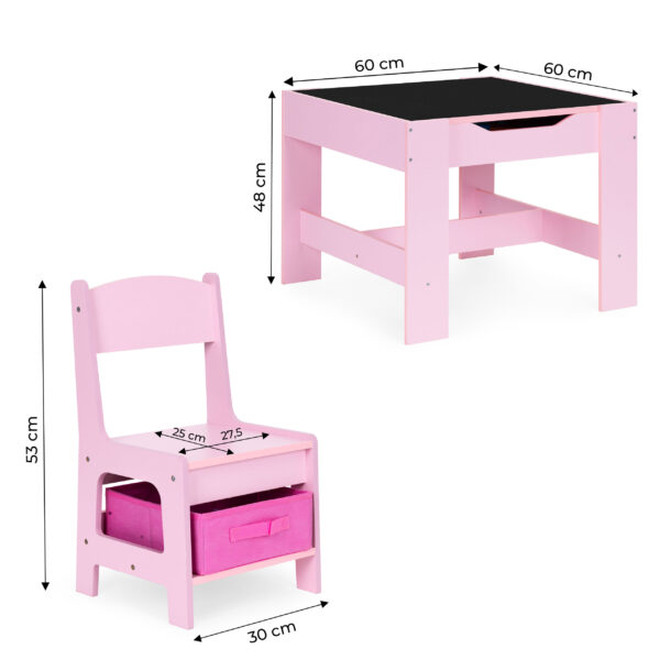 Barnemøbelsett bord 2 stoler og krittavle ECOTOYS Rosa - Bilde 10