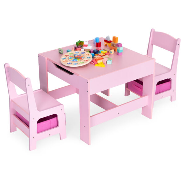 Barnemøbelsett bord 2 stoler og krittavle ECOTOYS Rosa - Bilde 2