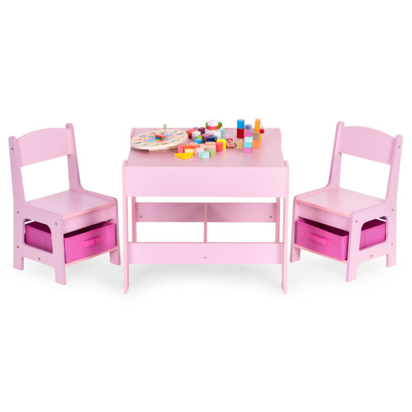 Barnemøbelsett bord 2 stoler og krittavle ECOTOYS Rosa - Bilde 3