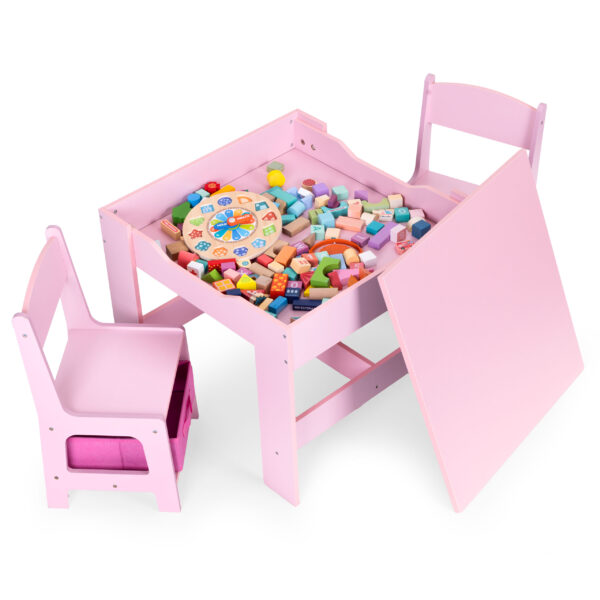 Barnemøbelsett bord 2 stoler og krittavle ECOTOYS Rosa - Bilde 4