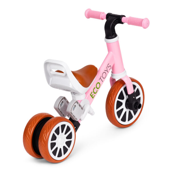 Trehjulssykkel løpesykkel med pedaler 2i1 ECOTOYS Rosa - Bilde 4