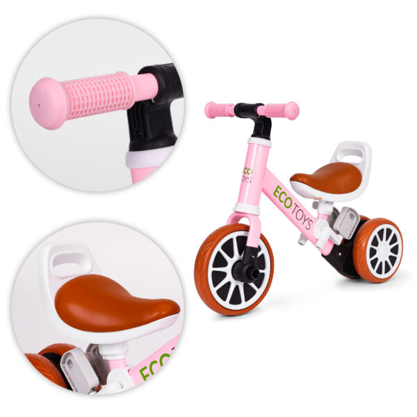 Trehjulssykkel løpesykkel med pedaler 2i1 ECOTOYS Rosa - Bilde 5
