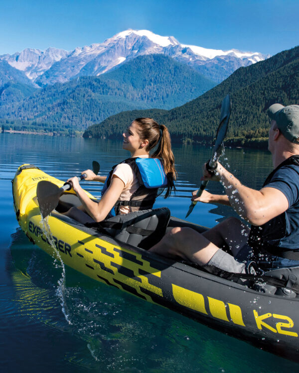Oppblåsbar kajakk Explorer K2 for 2 personer årer + pumpe INTEX 68307 Gul - Bilde 3