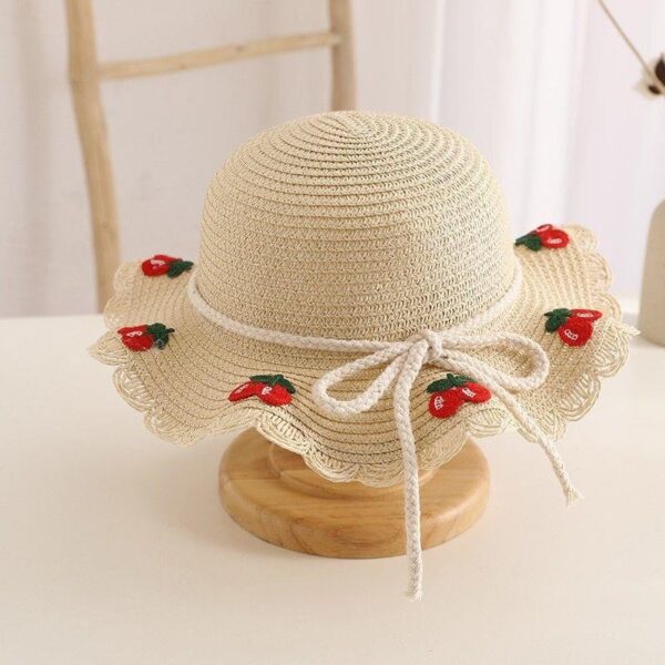 Sett veske og hatt 52cm for jente strå CHERRIES CZ44 Rød - Bilde 6