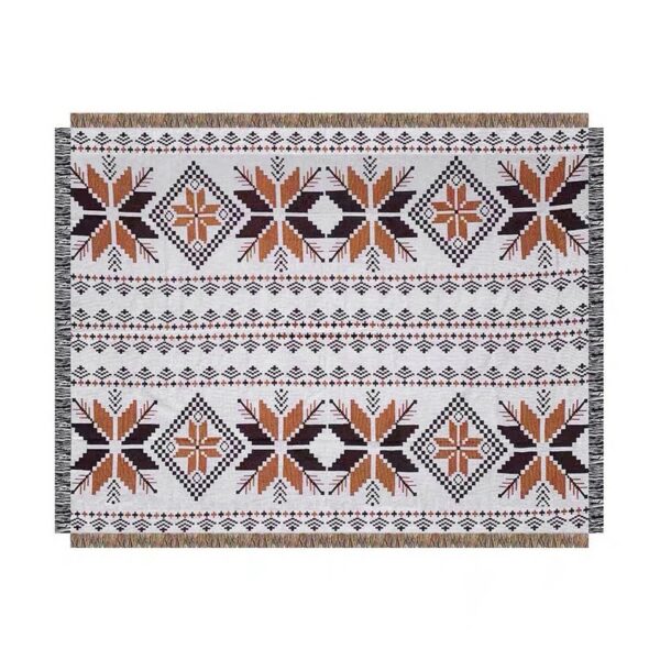 Pledd BOHO strikket tosidig med frynser 130x180 cm KOC15WZ1 Hvit - Bilde 3