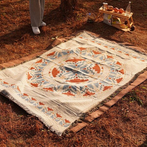 Pledd BOHO strikket tosidig med frynser 130x180 cm KOC15WZ3 Hvit - Bilde 5