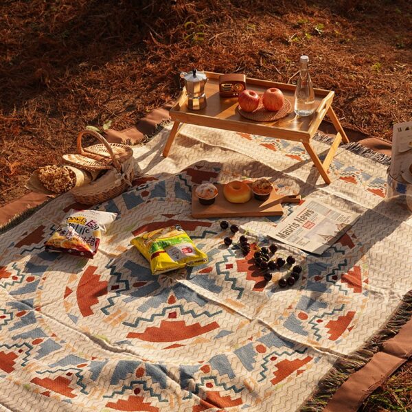 Pledd BOHO strikket tosidig med frynser 130x180 cm KOC15WZ3 Hvit - Bilde 4