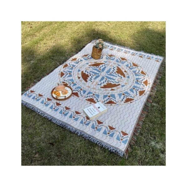 Pledd BOHO strikket tosidig med frynser 130x180 cm KOC15WZ3 Hvit - Bilde 2