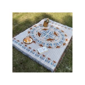 Pledd BOHO strikket tosidig med frynser 130x180 cm KOC15WZ3 Hvit