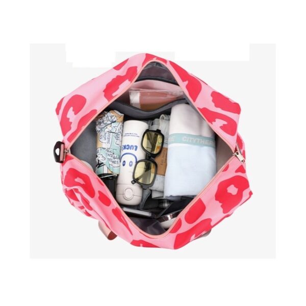 Reisebag med to rom leopardmønster 51x25x39cm T264 Rosa - Bilde 5